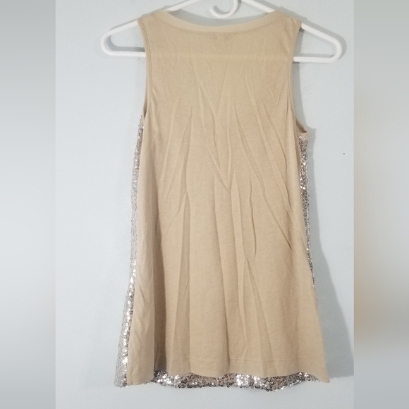 Express Tan & Silver Sequinned Womens Blouse. Size XS. Flashy Night Out Top EUC - Picture 6 of 6